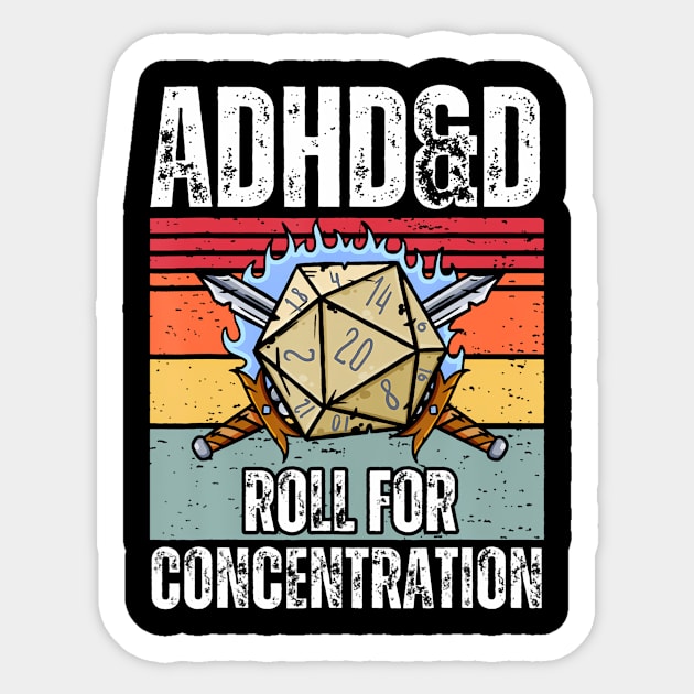 Retro Vintage ADHDD Roll For Concentration Funny Gamer Sticker by Daysy1